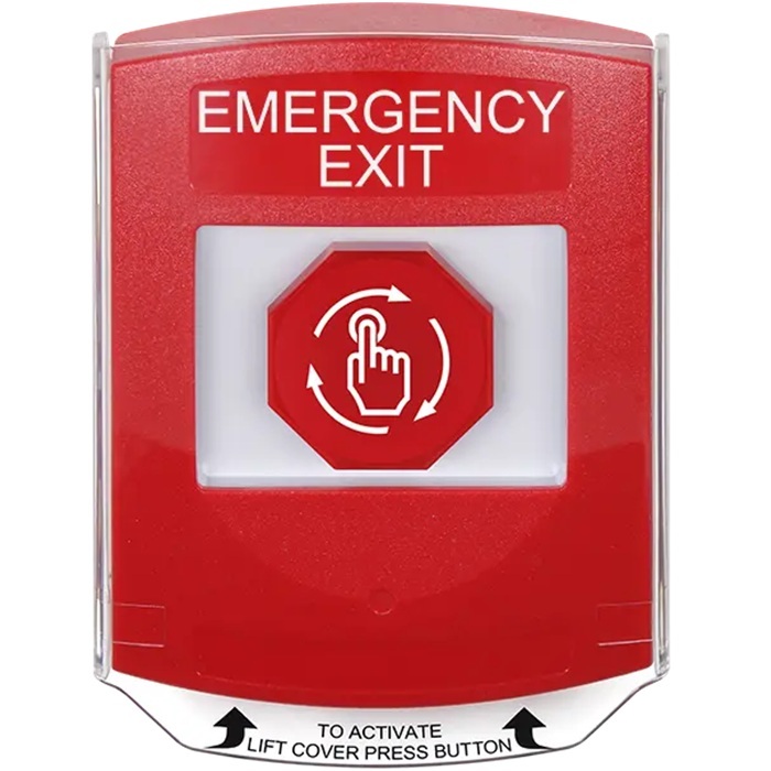 G3A029EX-EN STI G3 Multipurpose Push Button No Camera Red Shield Turn-To-Reset Emergency Exit - English