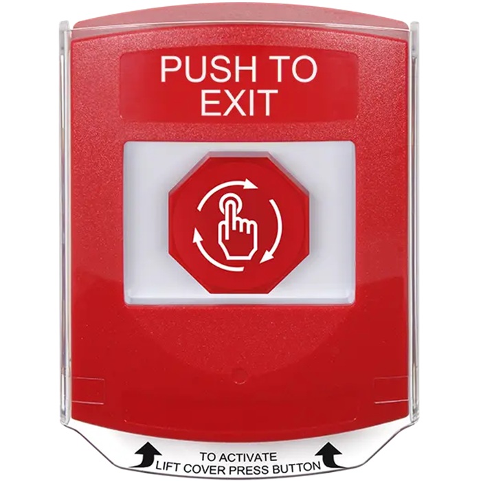 G3A029PX-EN STI G3 Multipurpose Push Button No Camera Red Shield Turn-To-Reset Push To Exit- English