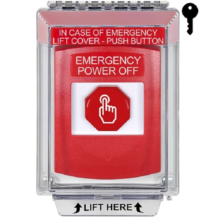 G3A032PO-EN STI G3 Multipurpose Push Button No Camera Red 14010 Flush without Sound Key-To-Reset Emergency Power Off - English
