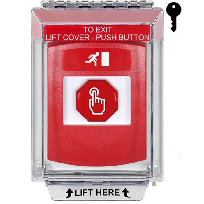G3A032RM-EN STI G3 Multipurpose Push Button No Camera Red 14010 Flush without Sound Key-To-Reset Running Man Symbol - English