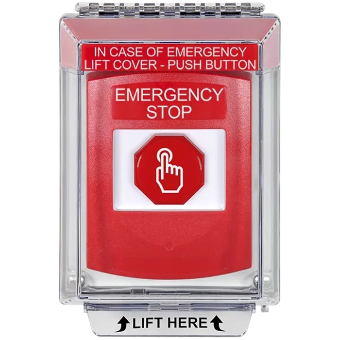 G3A035ES-EN STI G3 Multipurpose Push Button No Camera Red 14010 Flush without Sound Momentary Emergency Stop - English