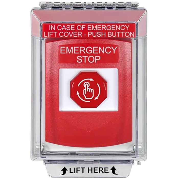 G3A039ES-EN STI G3 Multipurpose Push Button No Camera Red 14010 Flush without Sound Turn-To-Reset Emergency Stop - English