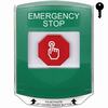Show product details for G3A122ES-EN STI G3 Multipurpose Push Button No Camera Green Shield Key-To-Reset Emergency Stop - English