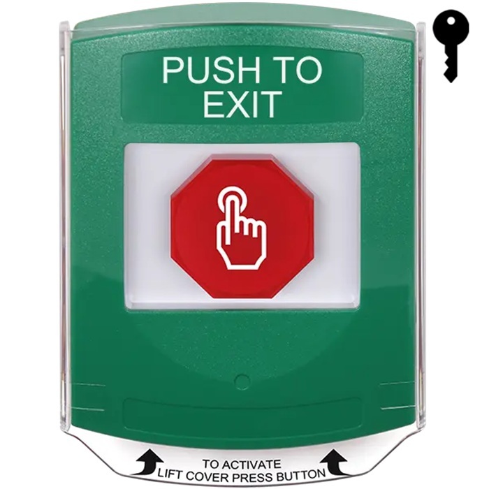 G3A122PX-EN STI G3 Multipurpose Push Button No Camera Green Shield Key-To-Reset Push To Exit- English