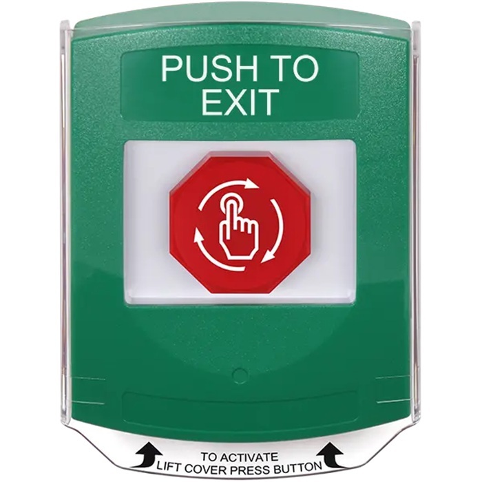 G3A129PX-EN STI G3 Multipurpose Push Button No Camera Green Shield Turn-To-Reset Push To Exit- English