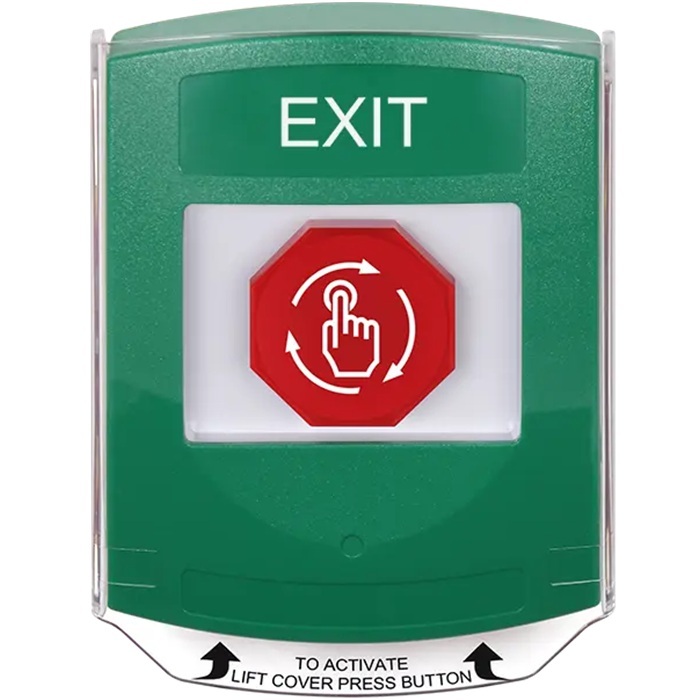 G3A129XT-EN STI G3 Multipurpose Push Button No Camera Green Shield Turn-To-Reset Exit - English
