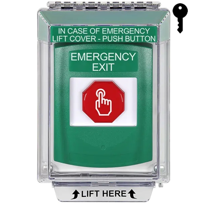 G3A132EX-EN STI G3 Multipurpose Push Button No Camera Green 14010 Flush without Sound Key-To-Reset Emergency Exit - English