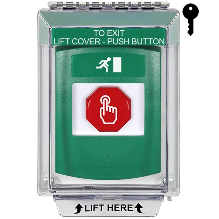 G3A132RM-EN STI G3 Multipurpose Push Button No Camera Green 14010 Flush without Sound Key-To-Reset Running Man Symbol - English