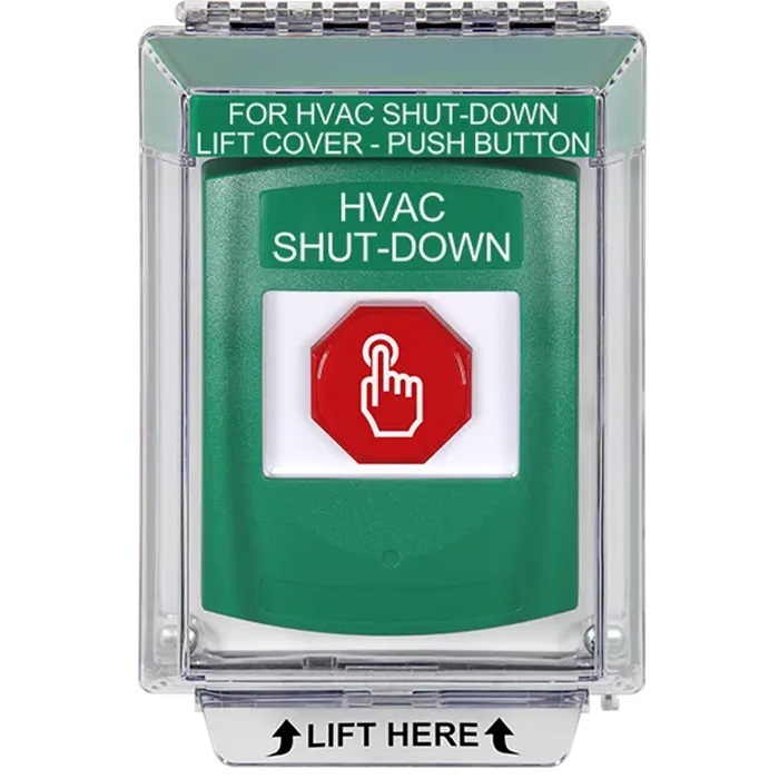 G3A135HV-EN STI G3 Multipurpose Push Button No Camera Green 14010 Flush without Sound Momentary HVAC Shut-Down - English