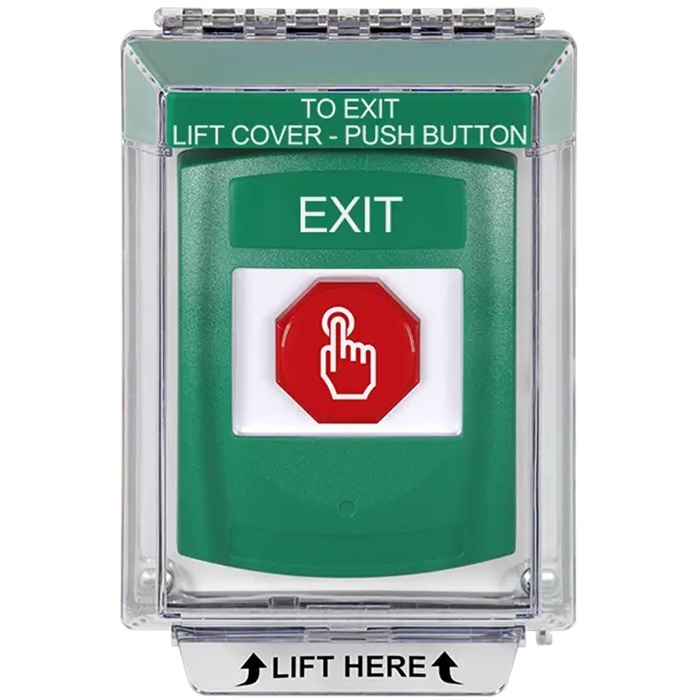 G3A135XT-EN STI G3 Multipurpose Push Button No Camera Green 14010 Flush without Sound Momentary Exit - English