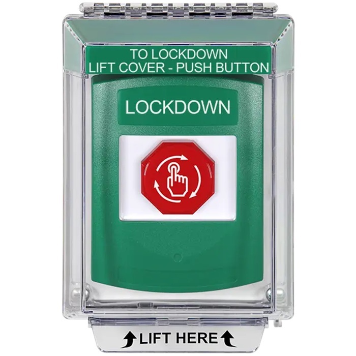 G3A139LD-EN STI G3 Multipurpose Push Button No Camera Green 14010 Flush without Sound Turn-To-Reset LockDown - English