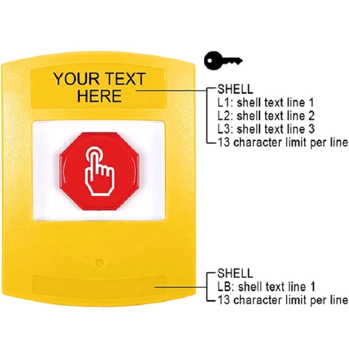 G3A202ZA-EN STI G3 Multipurpose Push Button No Camera Yellow No Cover Key-To-Reset Custom Text - English