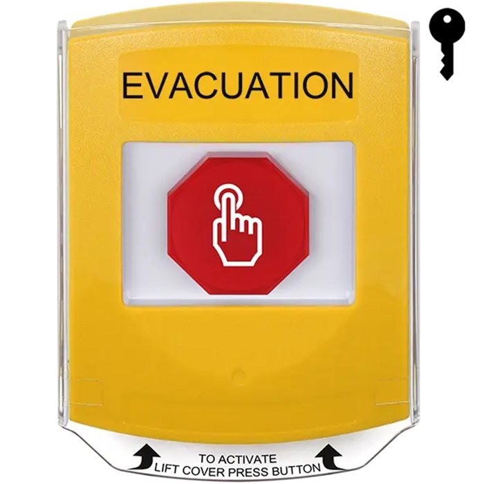 G3A222EV-EN STI G3 Multipurpose Push Button No Camera Yellow Shield Key-To-Reset Evacuation - English