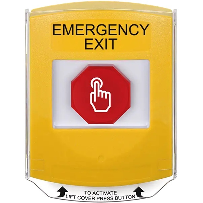 G3A225EX-EN STI G3 Multipurpose Push Button No Camera Yellow Shield Momentary Emergency Exit - English