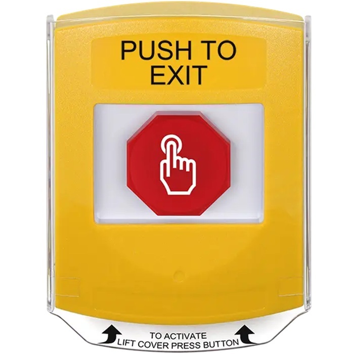G3A225PX-EN STI G3 Multipurpose Push Button No Camera Yellow Shield Momentary Push To Exit- English