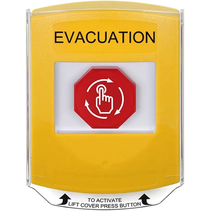 G3A229EV-EN STI G3 Multipurpose Push Button No Camera Yellow Shield Turn-To-Reset Evacuation - English