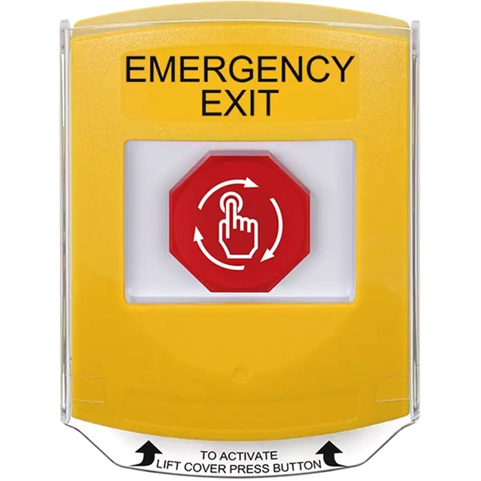 G3A229EX-EN STI G3 Multipurpose Push Button No Camera Yellow Shield Turn-To-Reset Emergency Exit - English