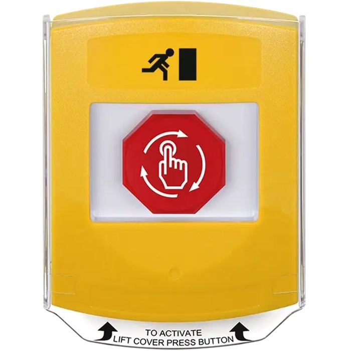 G3A229RM-EN STI G3 Multipurpose Push Button No Camera Yellow Shield Turn-To-Reset Running Man Symbol - English