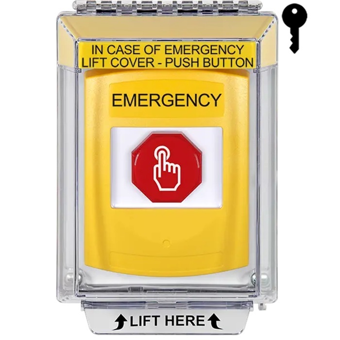G3A232EM-EN STI G3 Multipurpose Push Button No Camera Yellow 14010 Flush without Sound Key-To-Reset Emergency - English