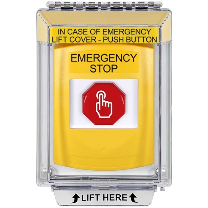 G3A235ES-EN STI G3 Multipurpose Push Button No Camera Yellow 14010 Flush without Sound Momentary Emergency Stop - English