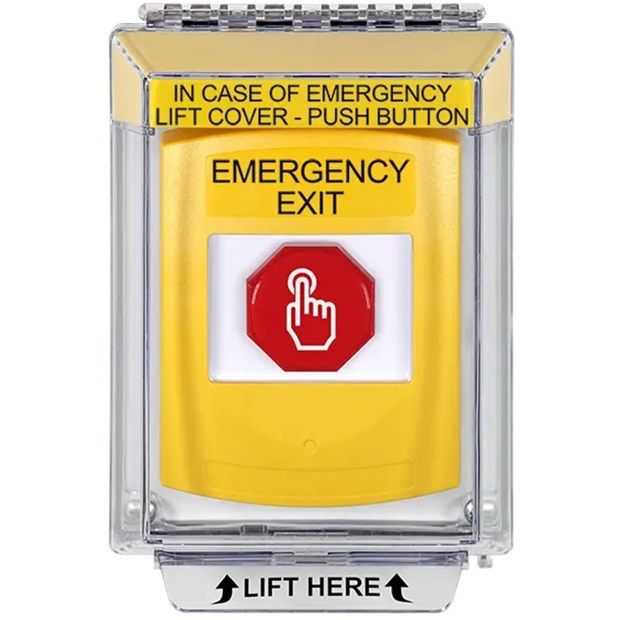 G3A235EX-EN STI G3 Multipurpose Push Button No Camera Yellow 14010 Flush without Sound Momentary Emergency Exit - English