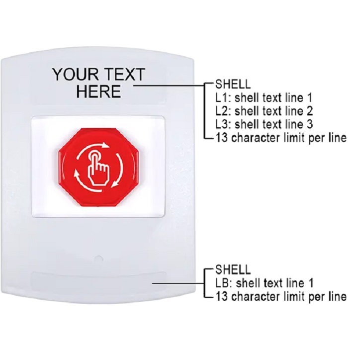 G3A309ZA-EN STI G3 Multipurpose Push Button No Camera White No Cover Turn-To-Reset Custom Text - English