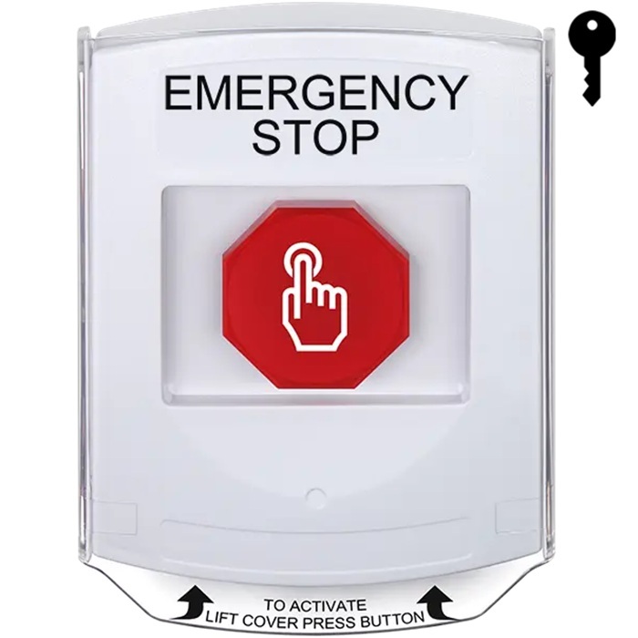 G3A322ES-EN STI G3 Multipurpose Push Button No Camera White Shield Key-To-Reset Emergency Stop - English