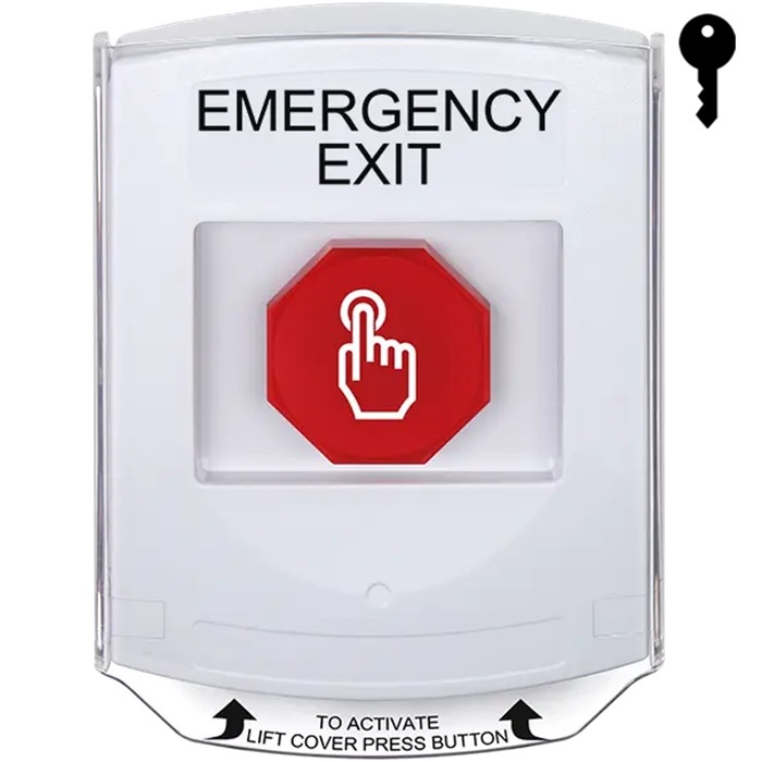 G3A322EX-EN STI G3 Multipurpose Push Button No Camera White Shield Key-To-Reset Emergency Exit - English