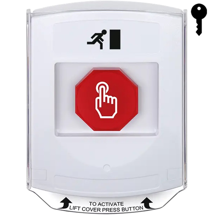 G3A322RM-EN STI G3 Multipurpose Push Button No Camera White Shield Key-To-Reset Running Man Symbol - English