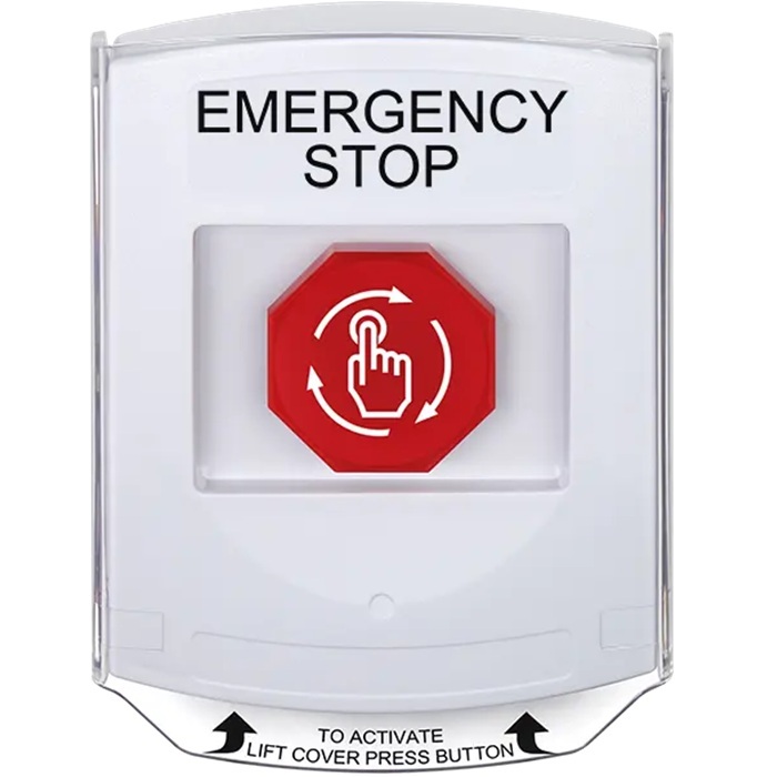 G3A329ES-EN STI G3 Multipurpose Push Button No Camera White Shield Turn-To-Reset Emergency Stop - English
