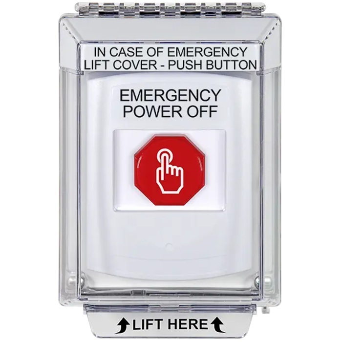 G3A335PO-EN STI G3 Multipurpose Push Button No Camera White 14010 Flush without Sound Momentary Emergency Power Off - English
