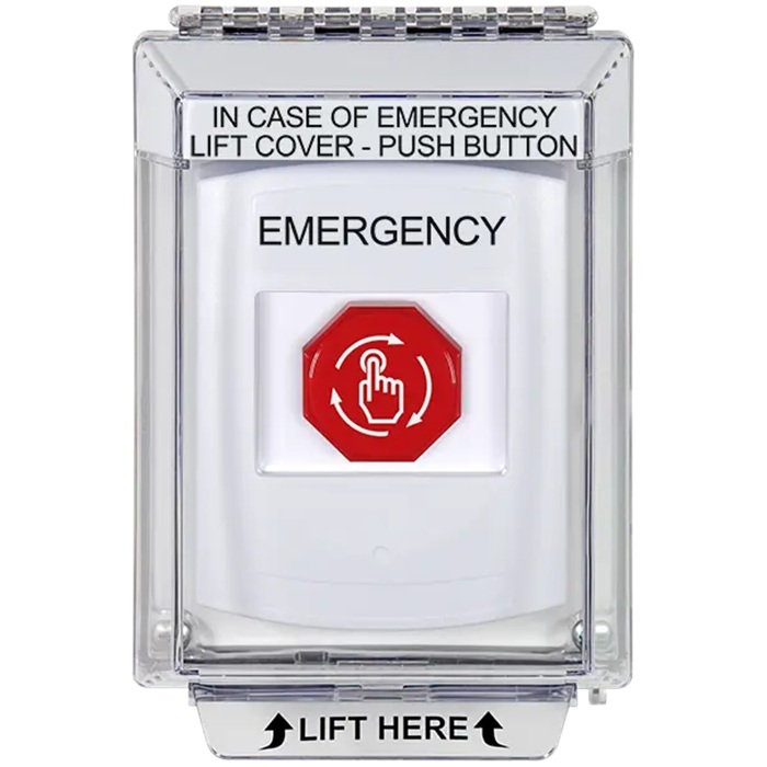 G3A339EM-EN STI G3 Multipurpose Push Button No Camera White 14010 Flush without Sound Turn-To-Reset Emergency - English