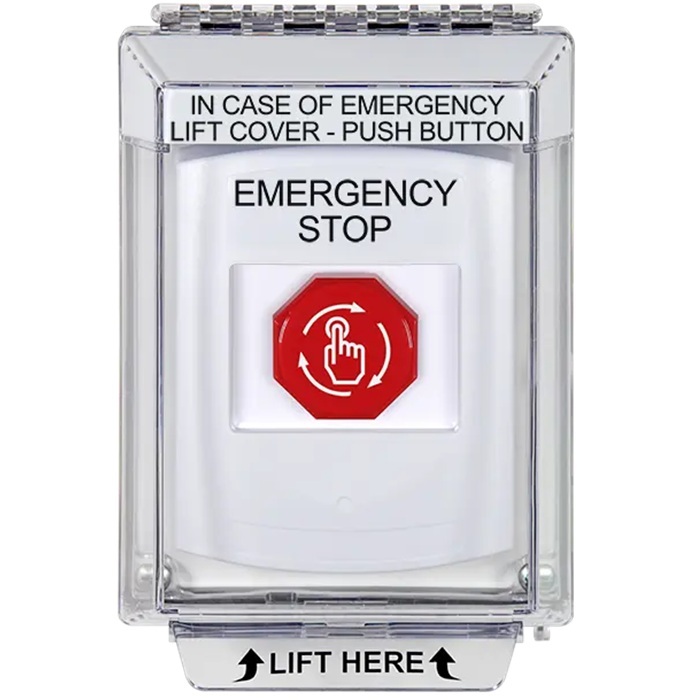 G3A339ES-EN STI G3 Multipurpose Push Button No Camera White 14010 Flush without Sound Turn-To-Reset Emergency Stop - English