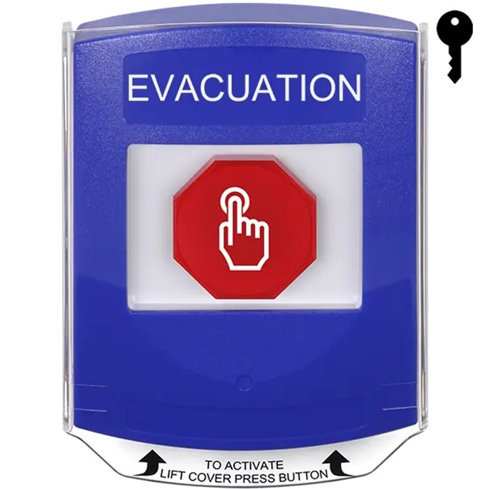 G3A422EV-EN STI G3 Multipurpose Push Button No Camera Blue Shield Key-To-Reset Evacuation - English