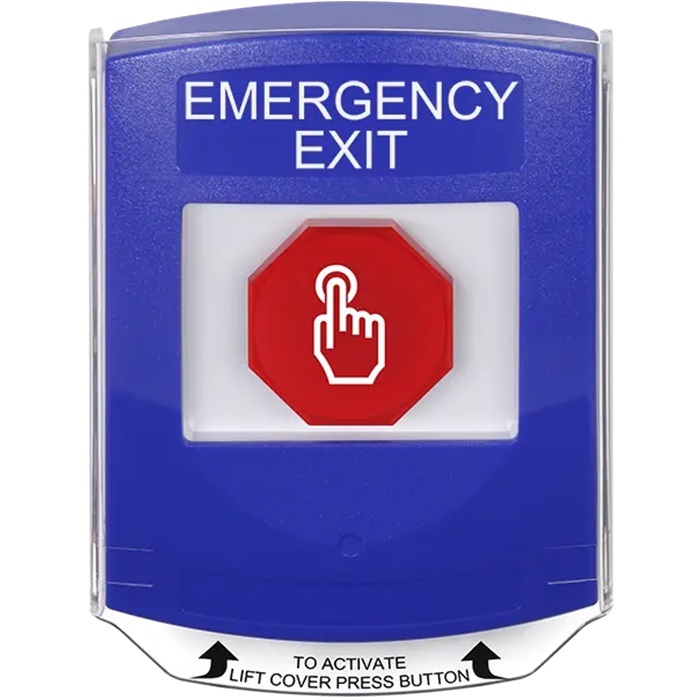 G3A425EX-EN STI G3 Multipurpose Push Button No Camera Blue Shield Momentary Emergency Exit - English