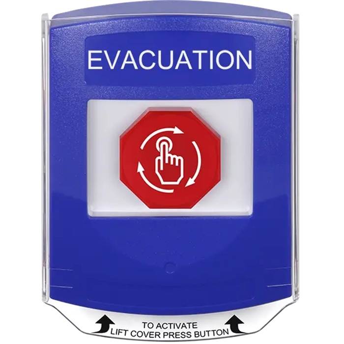 G3A429EV-EN STI G3 Multipurpose Push Button No Camera Blue Shield Turn-To-Reset Evacuation - English