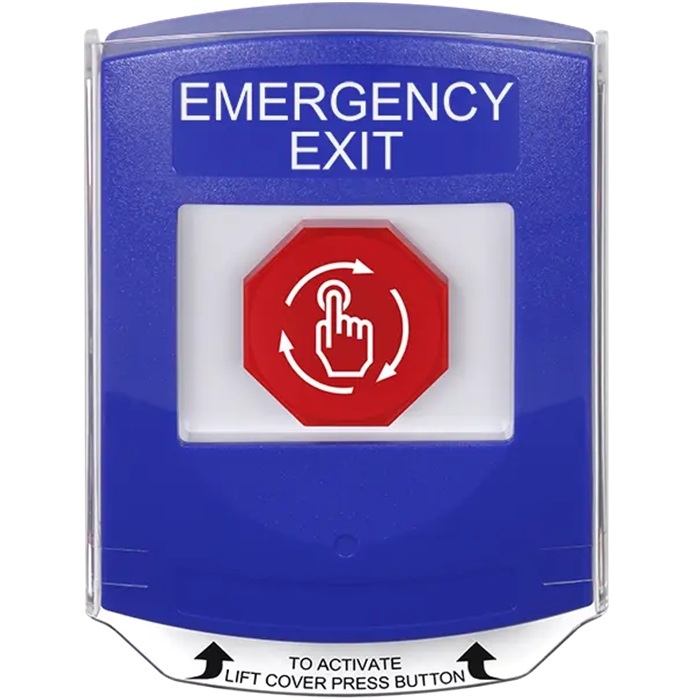 G3A429EX-EN STI G3 Multipurpose Push Button No Camera Blue Shield Turn-To-Reset Emergency Exit - English