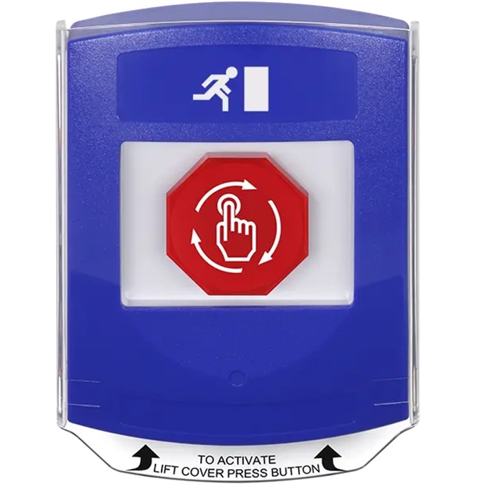 G3A429RM-EN STI G3 Multipurpose Push Button No Camera Blue Shield Turn-To-Reset Running Man Symbol - English