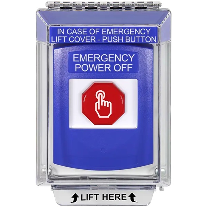 G3A435PO-EN STI G3 Multipurpose Push Button No Camera Blue 14010 Flush without Sound Momentary Emergency Power Off - English