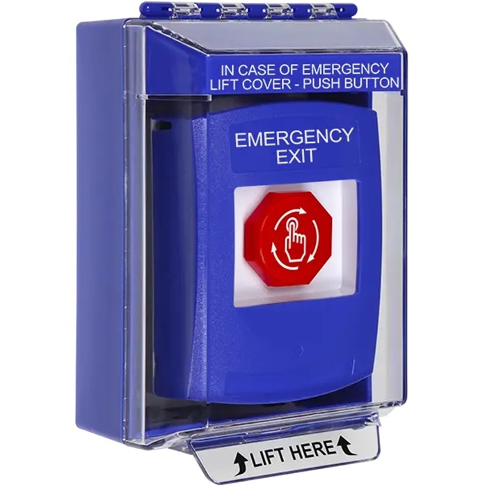 G3A479EX-EN STI G3 Multipurpose Push Button No Camera Blue 14210 Surface without Sound Turn-To-Reset Emergency Exit - English