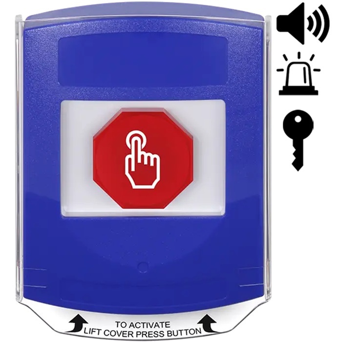 G3A4A2NT-EN STI G3 Multipurpose Push Button No Camera Blue Shield with Sound Key-To-Reset No Text - English