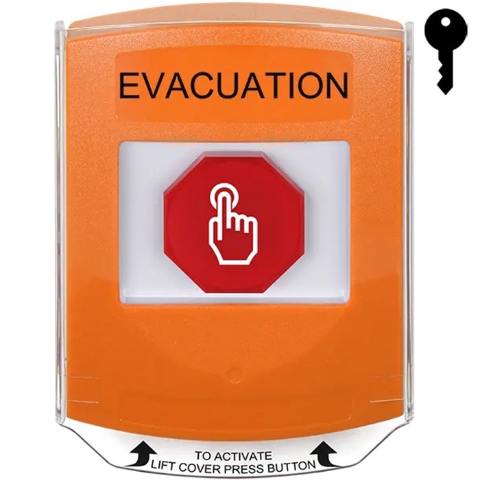 G3A522EV-EN STI G3 Multipurpose Push Button No Camera Orange Shield Key-To-Reset Evacuation - English