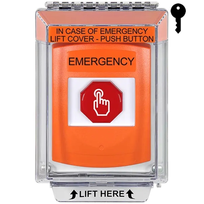 G3A532EM-EN STI G3 Multipurpose Push Button No Camera Orange 14010 Flush without Sound Key-To-Reset Emergency - English