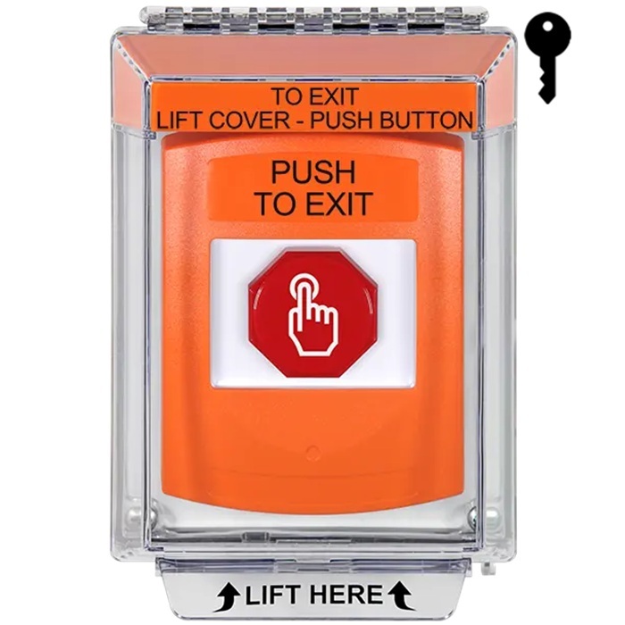 G3A532PX-EN STI G3 Multipurpose Push Button No Camera Orange 14010 Flush without Sound Key-To-Reset Push To Exit - English