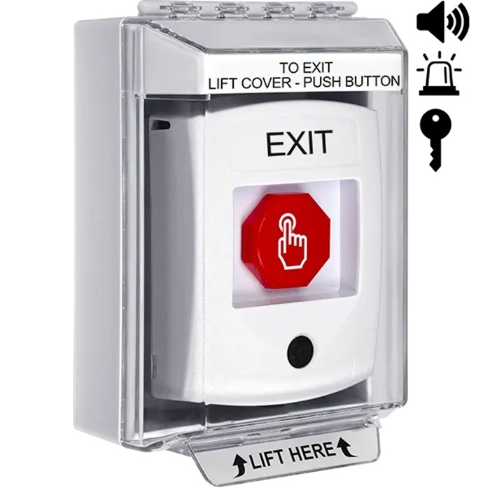 G3C382XT-EN STI G3 Multipurpose Push Button With Camera White 14220 Surface with Sound Key-To-Reset Exit - English