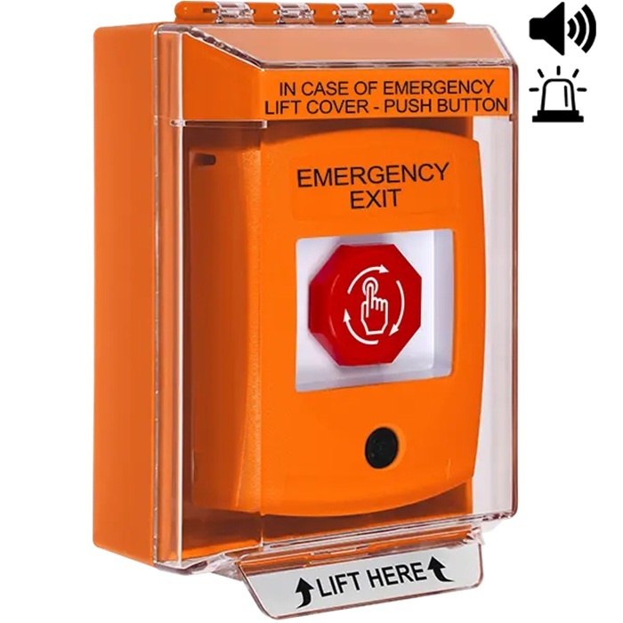 G3C589EX-EN STI G3 Multipurpose Push Button With Camera Orange 14220 Surface with Sound Turn-To-Reset Emergency Exit - English
