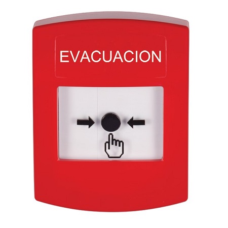 GLR001EV-ES STI Red Indoor Only No Cover Key-to-Reset Push Button with EVACUATION Label Spanish