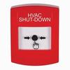 Show product details for GLR001HV-EN STI Red Indoor Only No Cover Key-to-Reset Push Button with HVAC SHUT-DOWN Label English
