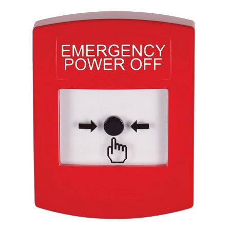 GLR001PO-EN STI Red Indoor Only No Cover Key-to-Reset Push Button with EMERGENCY POWER OFF Label English
