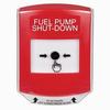Show product details for GLR021PS-EN STI Red Indoor Only Shield Key-to-Reset Push Button with FUEL PUMP SHUT-DOWN Label English